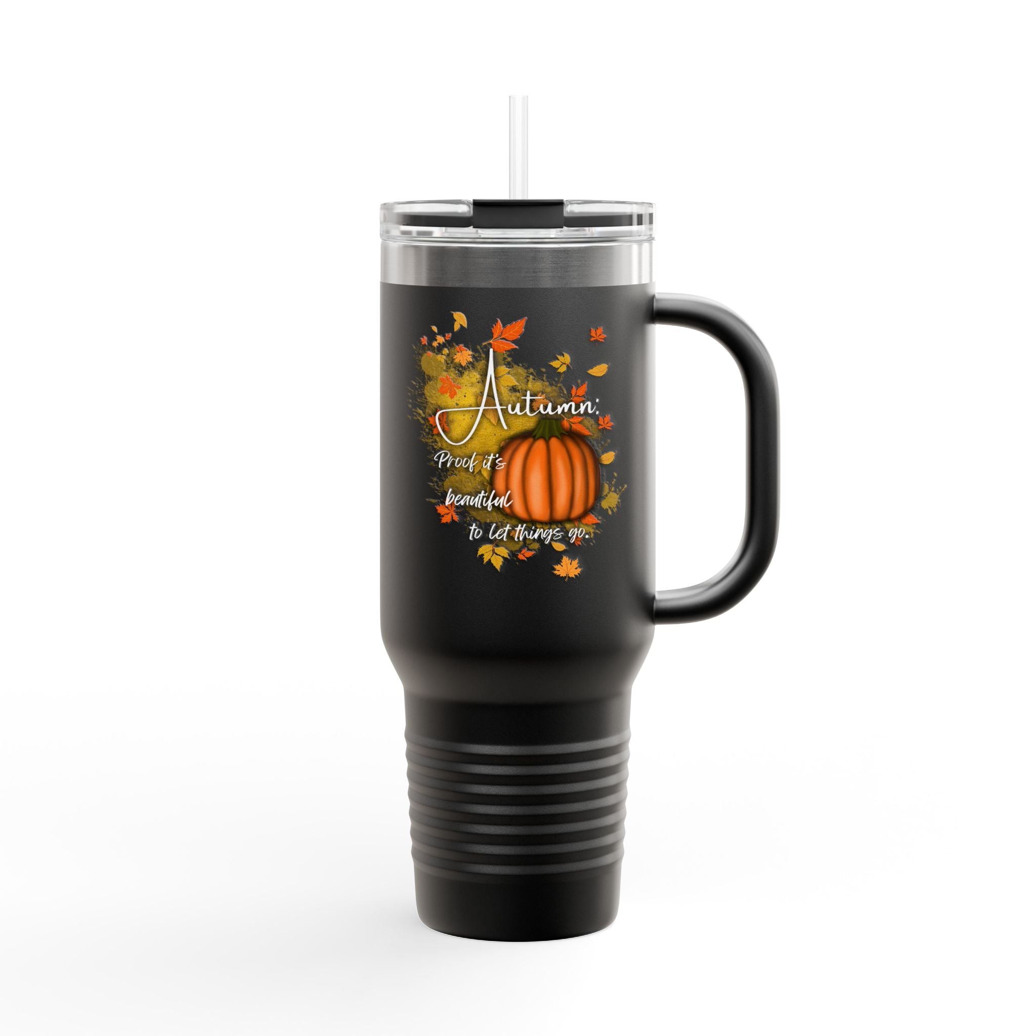 Autumn Insulated Travel Mug, 40oz | Fall Coffee Cup, Pumpkin Design, Holiday Gift, Travel Drinkware, Seasonal Beverage Container