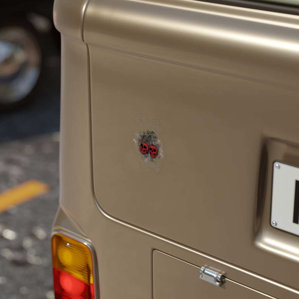 Sweet But Deadly Cherry Skull Sticker — Die-Cut Transparent Outdoor Sticker