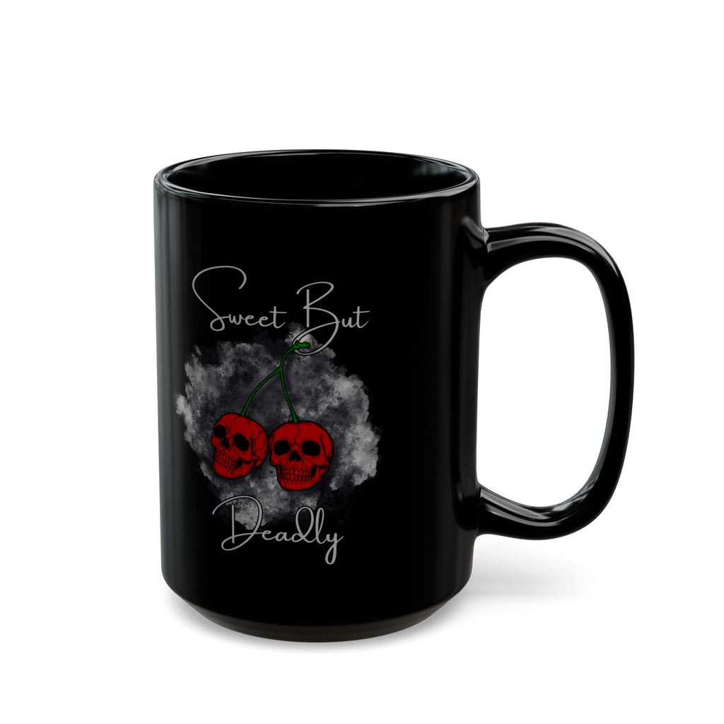 Sweet but Deadly Skull Cherries Mug — Black Ceramic Coffee Cup (11oz, 15oz)