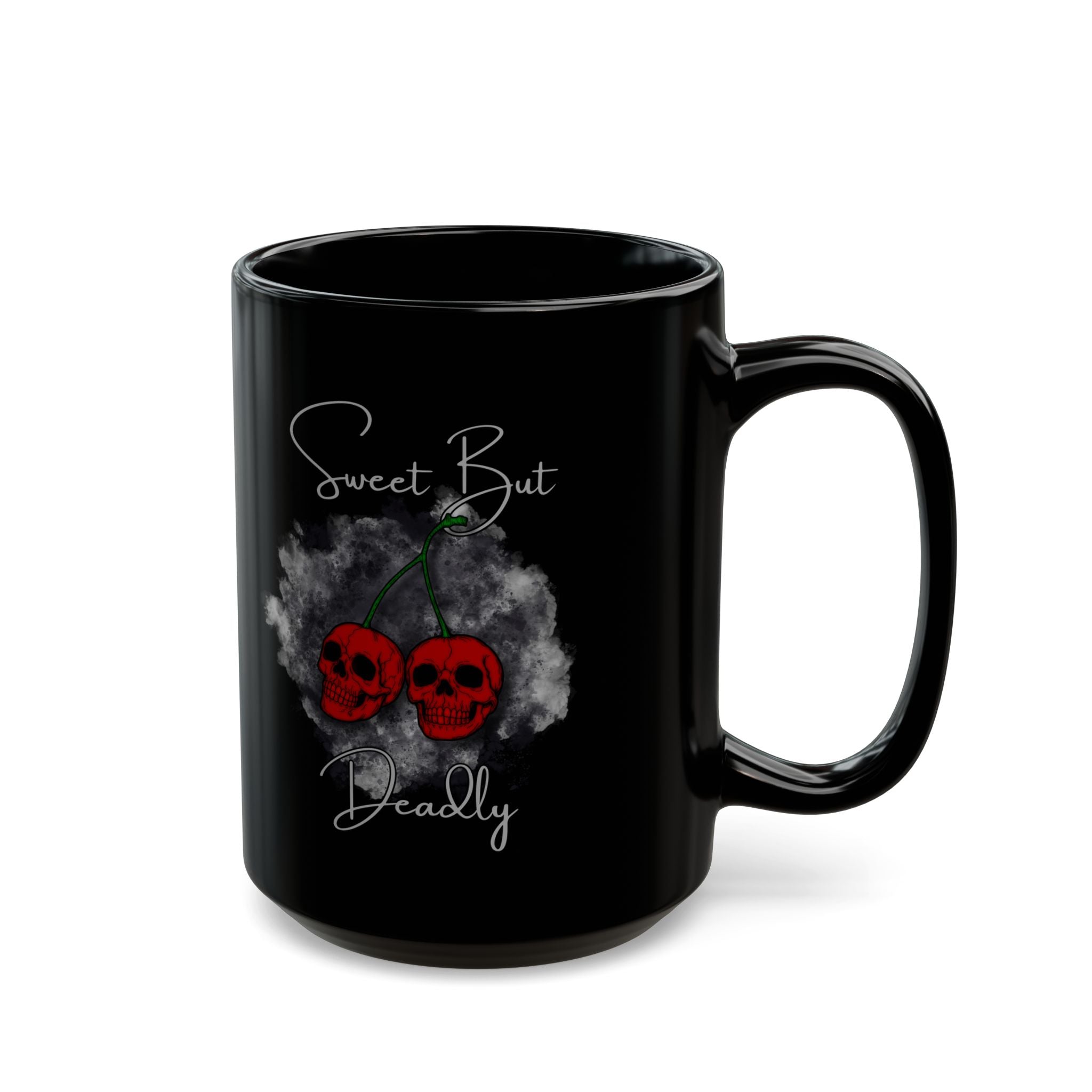 Sweet but Deadly Skull Cherries Mug — Black Ceramic Coffee Cup (11oz, 15oz)