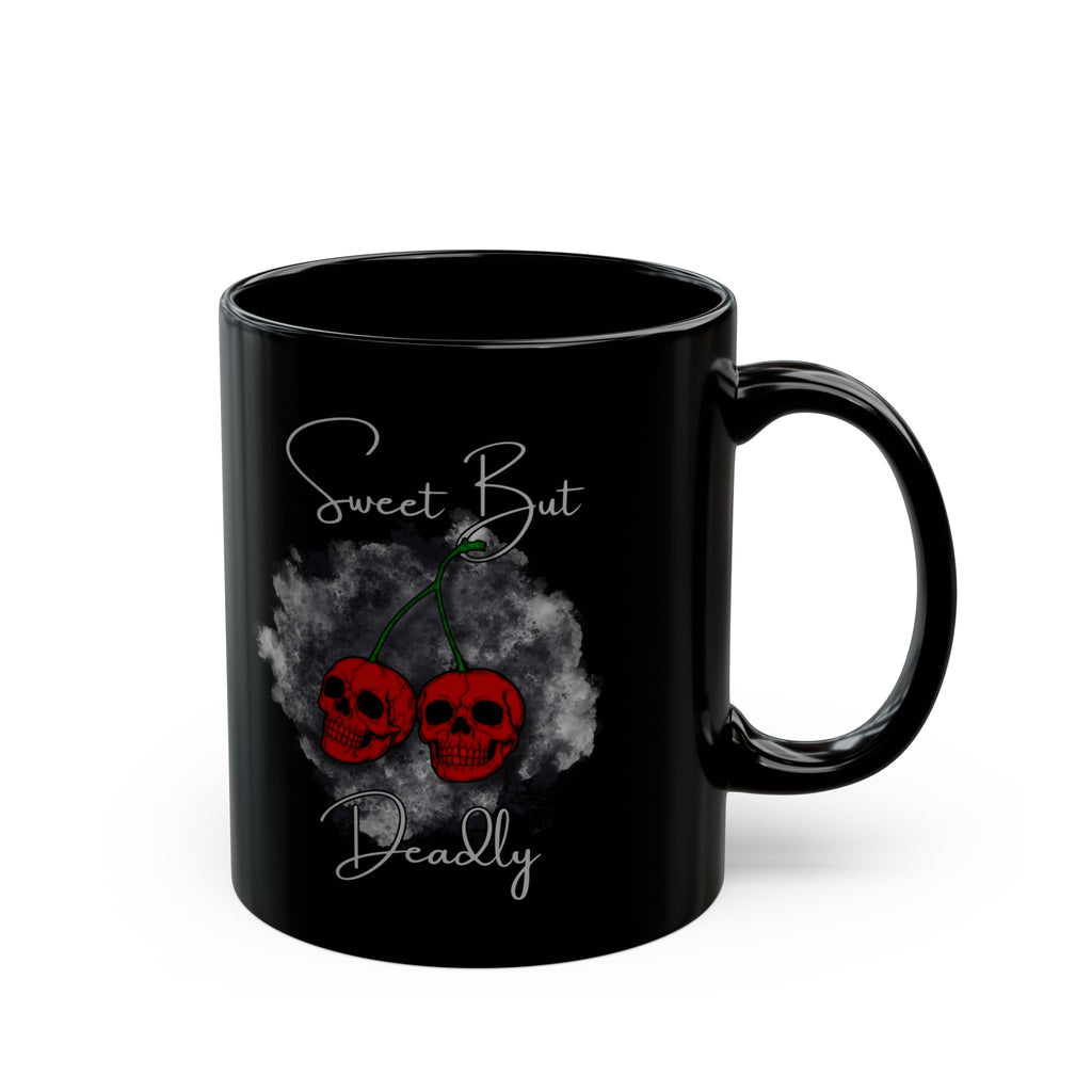 Sweet but Deadly Skull Cherries Mug — Black Ceramic Coffee Cup (11oz, 15oz)