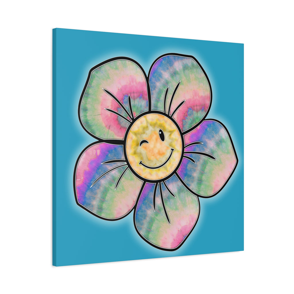 Canvas Print - Psychedelic Flower with Tye-Dye Petals and Winky Face