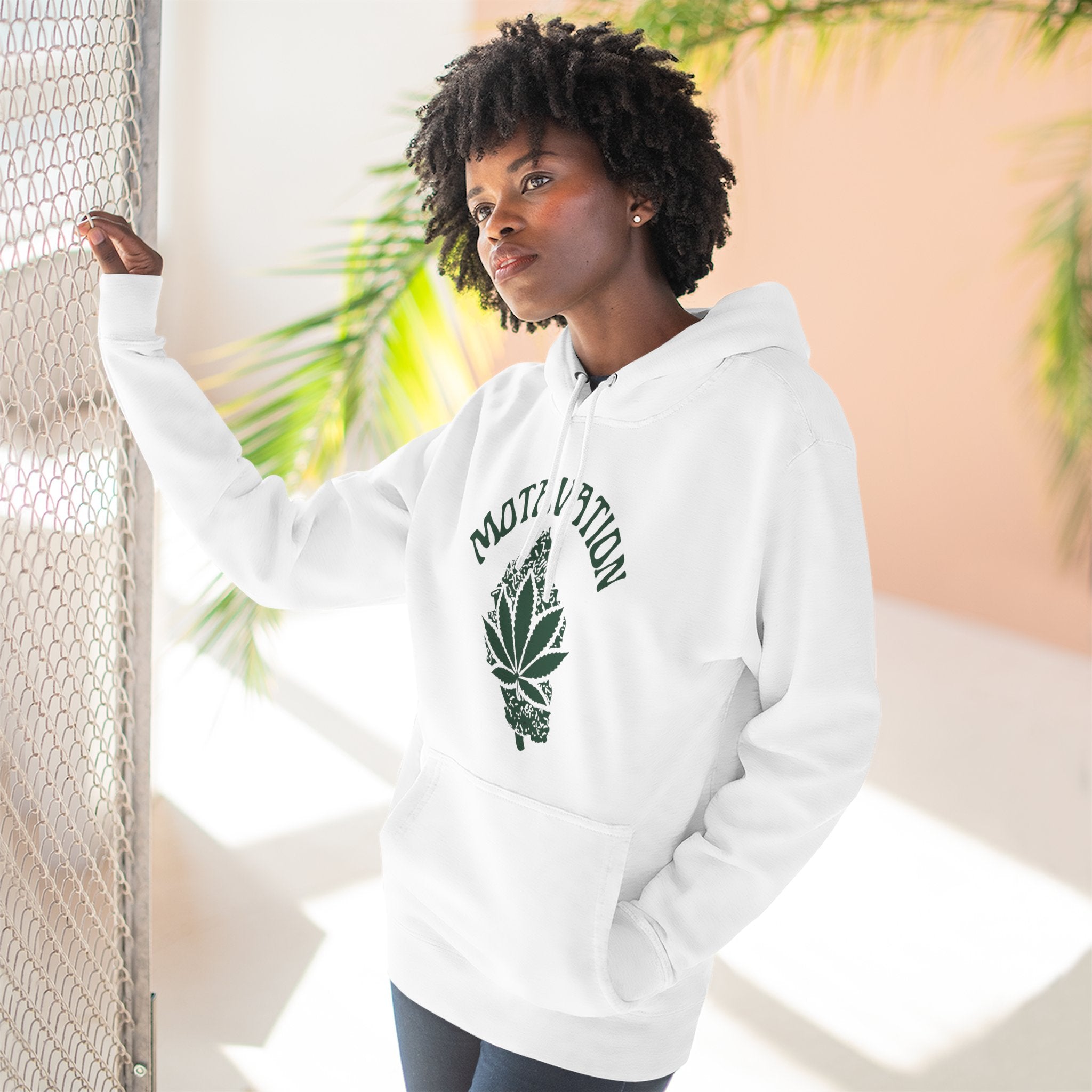 Fleece Hoodie - Motavation Marijuana Leaf & Bud Design