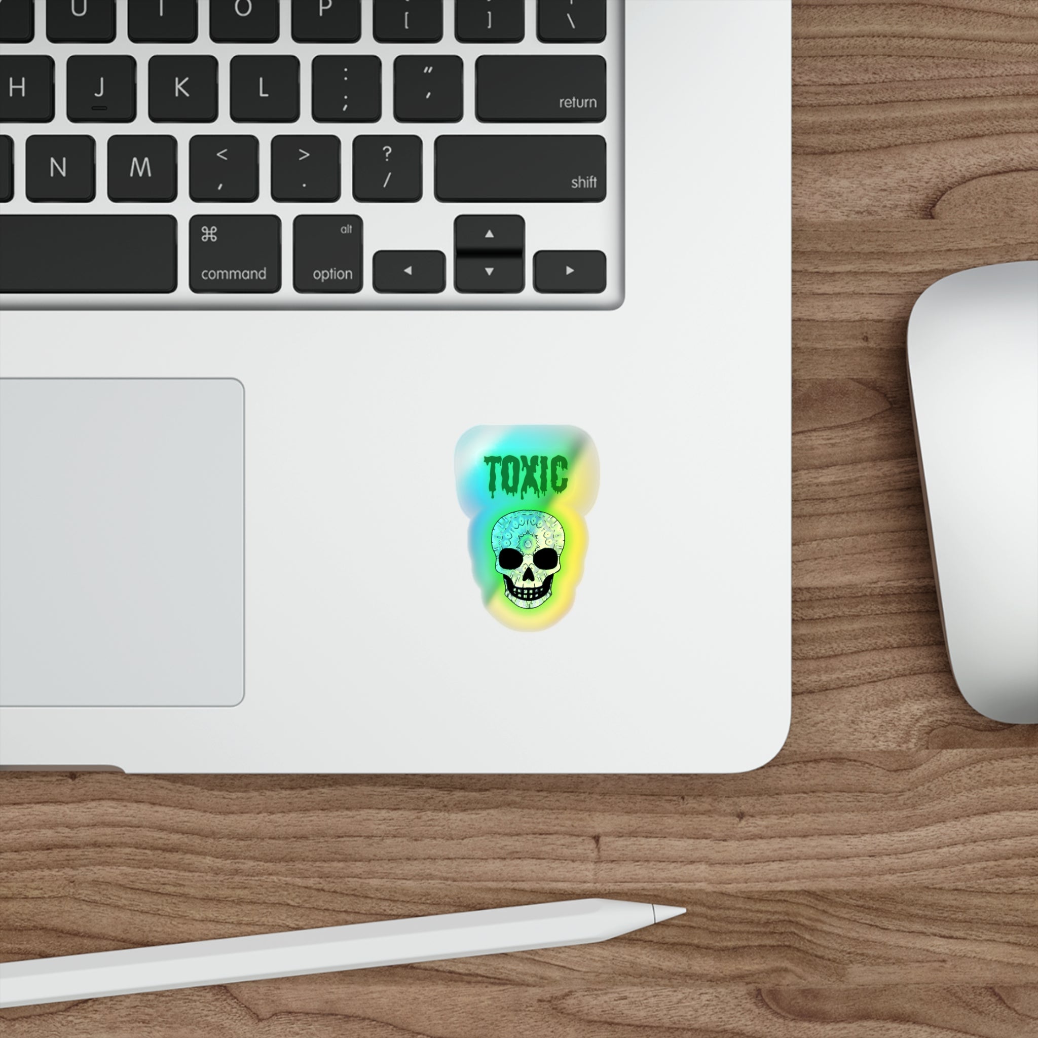 Holographic Skull Stickers, Edgy Die-Cut Stickers for Skateboards, Laptop Decor, Festival Gear, Toxic Vibe Accessories