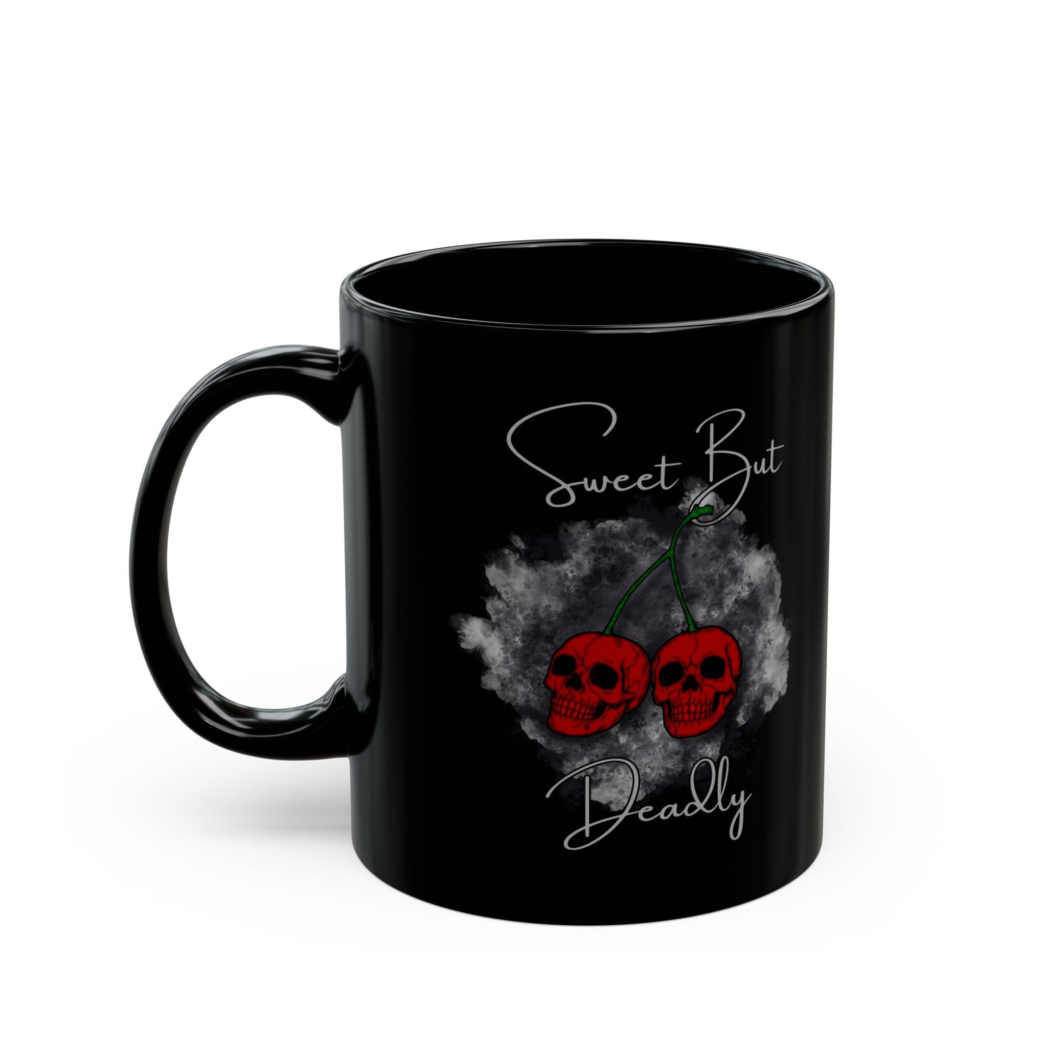 Sweet but Deadly Skull Cherries Mug — Black Ceramic Coffee Cup (11oz, 15oz)