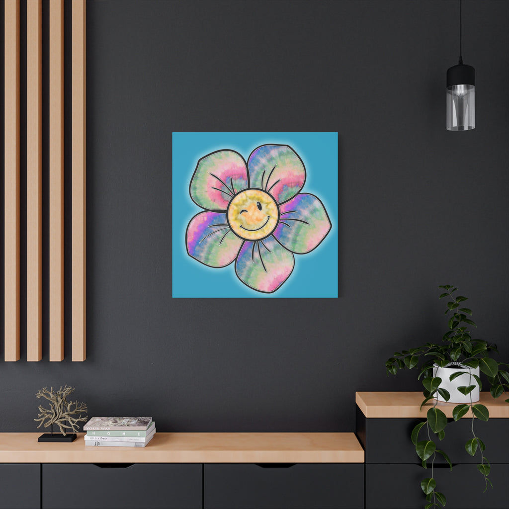 Canvas Print - Psychedelic Flower with Tye-Dye Petals and Winky Face