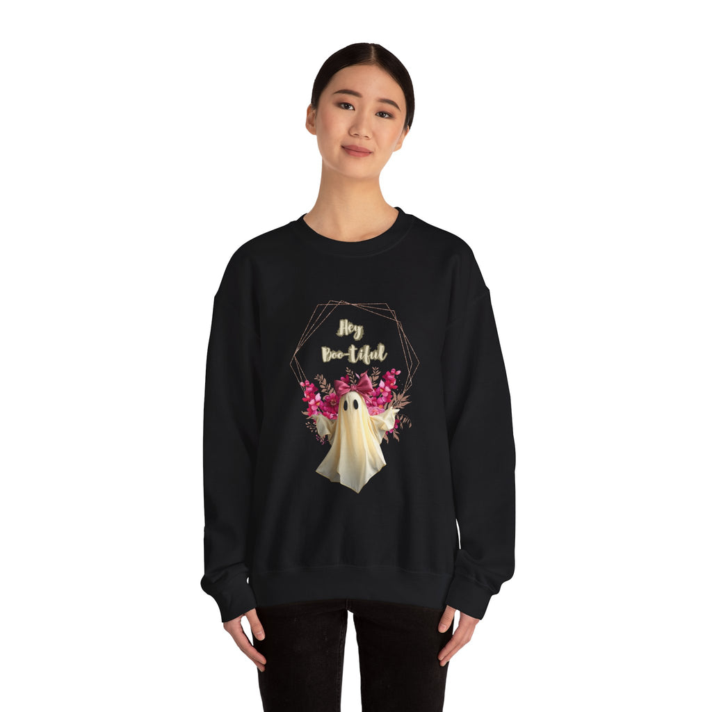 Spooky Floral Ghost Sweatshirt - Halloween, Unisex Crewneck, Cozy Fall Apparel, Gift for Friends, Cute Ghost Design