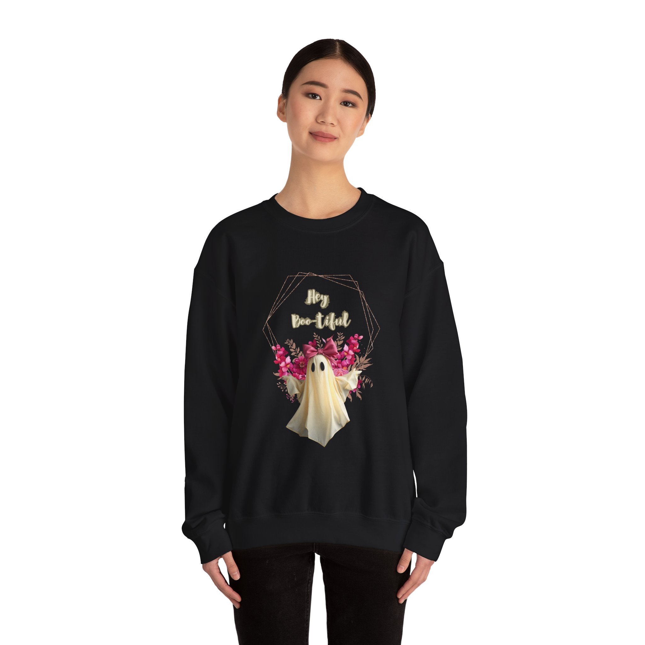 Spooky Floral Ghost Sweatshirt - Halloween, Unisex Crewneck, Cozy Fall Apparel, Gift for Friends, Cute Ghost Design