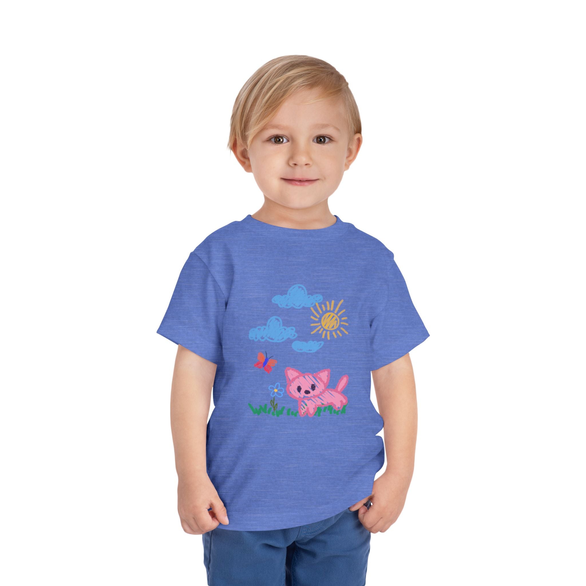 Toddler T-Shirt Cat Outside Crayon Drawing