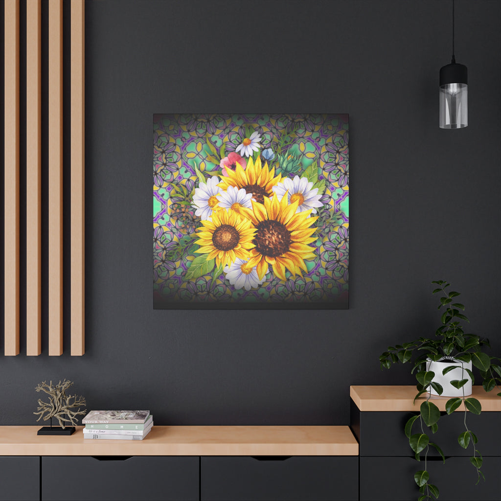 Floral Art Canvas Print, Wall Décor for Home, Gift for Flower Lovers, Botanical Wall Art, Sunflower Canvas