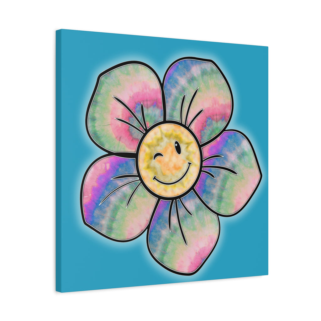 Canvas Print - Psychedelic Flower with Tye-Dye Petals and Winky Face
